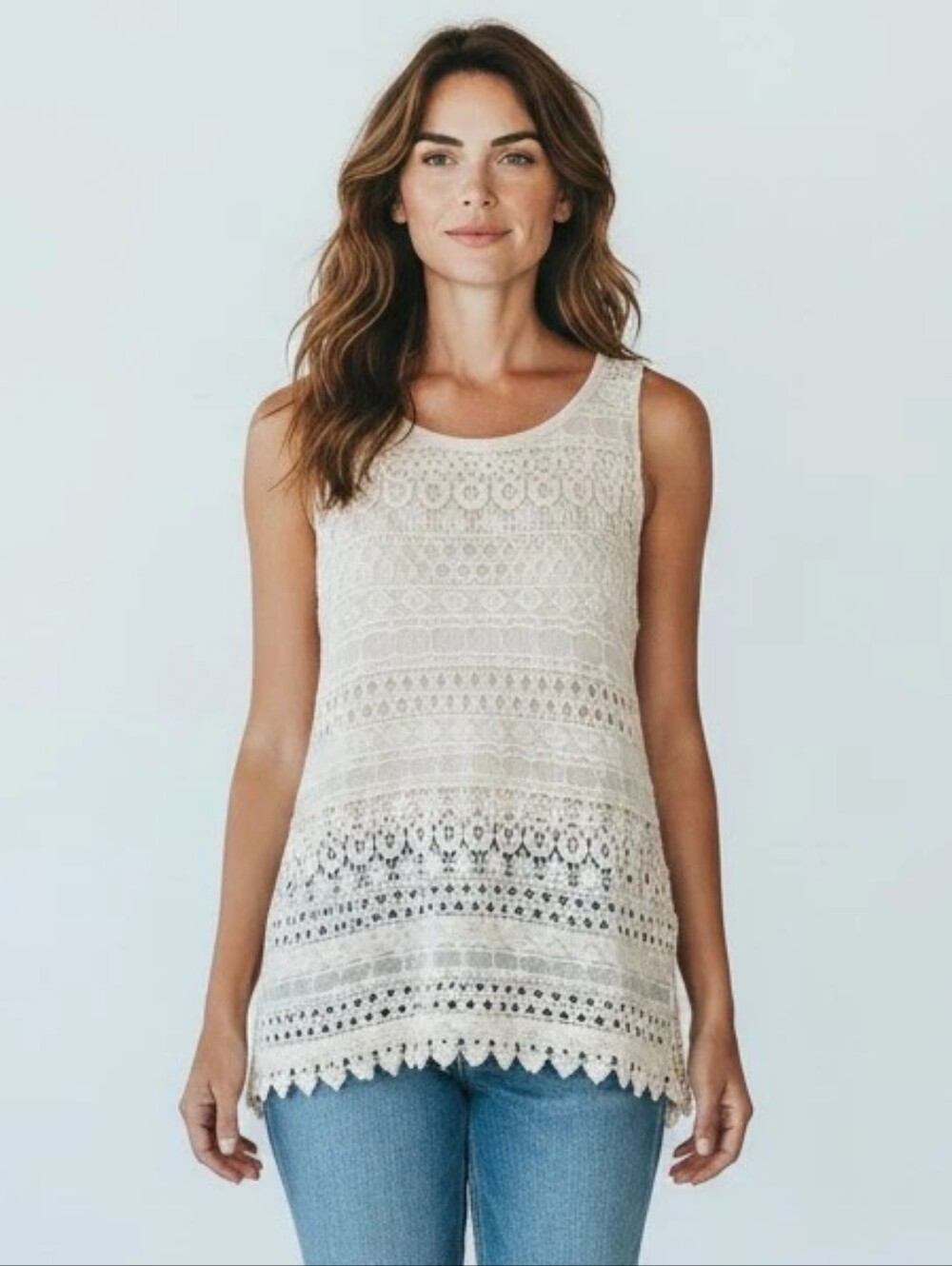 Knox Rose Cream Crochet Tank Top